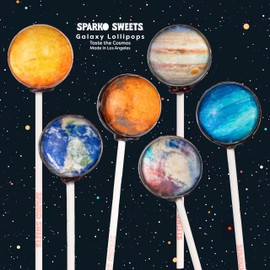 Sparko Sweets Galaxy Lollipops, Planet Designs, Juicy Cherry Flavor, 10 Lollipop Set, 2 lbs, Gift Pack, Handcrafted in USA – Ideal for Space-Themed Events, Birthdays, and Party Favors