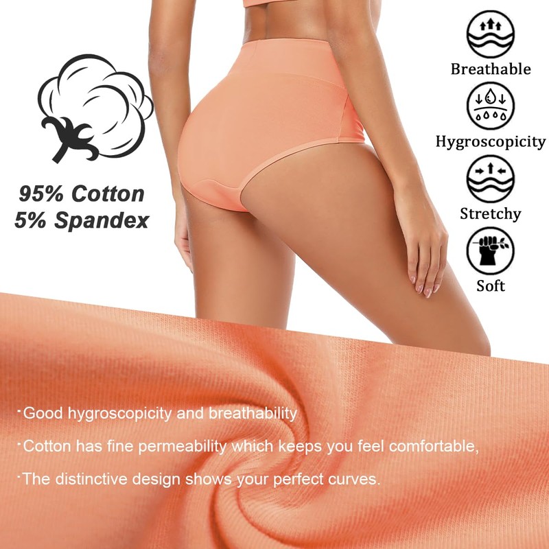 Molasus Women's Soft Cotton Underwear Briefs High Waisted Postpartum Panties