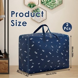 FOROREH 105 L Large Storage Bag, Pack of 2 Large Moving Bags with Zip for Removals, Clothes, Bedding, House Organiser for Duvets, Pillows, Blankets