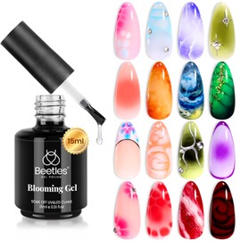 beetles Gel Polish beetles Blooming Gel 15ml Clear Blossom UV Gel Polish for Spreading Effect Marble Natural Stone Watercolor Floral Print Soak off Nail Gel Diy Nail Art Design Manicure Gift for Girls