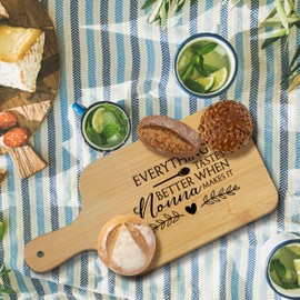 FONDCANYON Nonna Gifts 15x7 Cutting Chopping Board with Handle, Best Grandma Gifts for Birthday Mother's Day Cutting Boards for Kitchen, Nonna Makes It Decorative Cheese Charcuterie Board