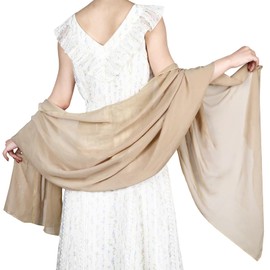 GENZYRE Sheer Chiffon Scarf, Stole for Evening Dress, Women's Neckerchief, Soft Chiffon Scarf, Lightweight Shoulder Scarf, Summer Scarf, Festive Stole for Wedding, Bridal Party, gold