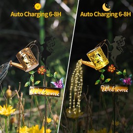 Tremdwoto Solar Garden Lights Outdoor Fairy Lamp, Waterproof Fairy Light with Watering Can Solar Lights, Angel Decorative for Grave Balcony Lawn Patio Pathway,Garden Gifts for Women Family