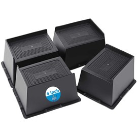 EGTTGIN Bed Risers 2 inch, 3 inch, 4 inch, 5 inch, 6 inch Heavy Duty, Oversized Furniture Riser for Couch Sofa Table Desk Chair Recliner Leg Frame Dorm, Support up to 6000 Lbs (Black 4 inch, 4 Pack)