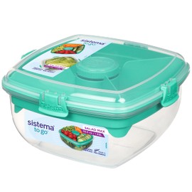 Sistema Salad Max TO GO Lunch Box | 1.63L Food Storage Container with Individual Compartments | Teal