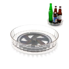 Turntable Organiser, 21 cm Diameter Fridge Rotating Plate, 360° Rotating Spice Rack, Plastic Rotating Tray for Kitchen Spices Dresser Cosmetics (Transparent)