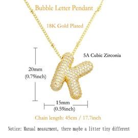 AD Beads Bubble Letter Pendant Necklace (CZ Gold K)
