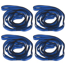 PATIKIL 59 Inch Daisy Chain Straps, 4 Pack Strong Climbing Strap Adjustable Nylon Chain Sling with 8 Loops for Aerial Yoga Hammock Swing, Blue