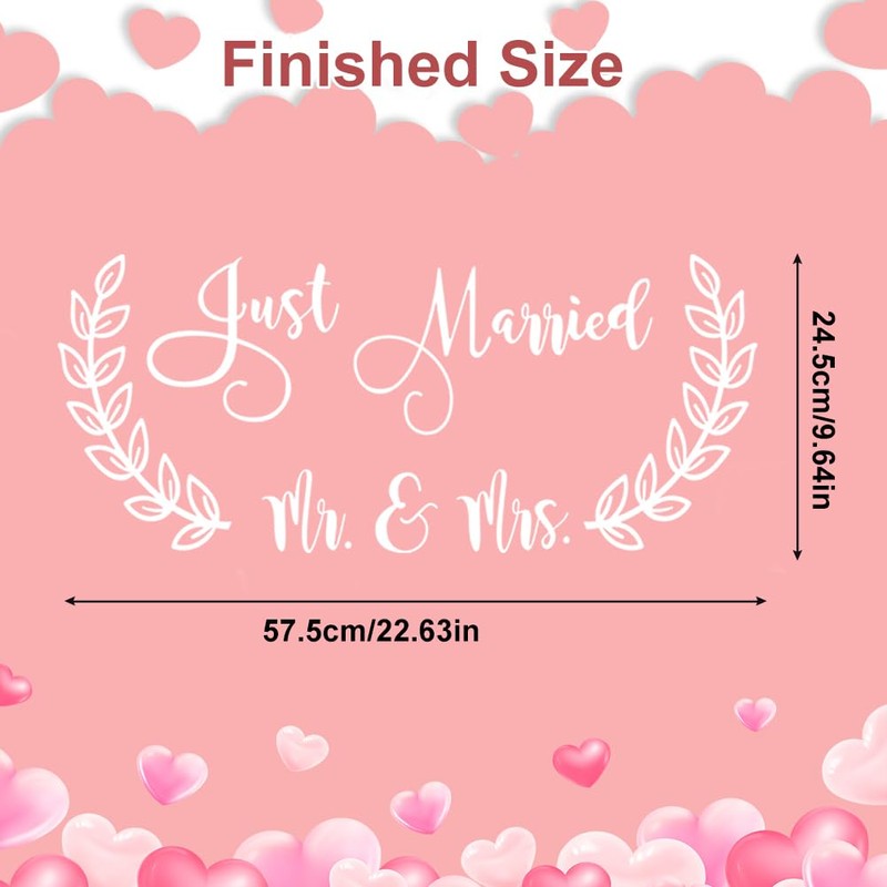 Just Married Car Sticker, Wedding Car Decoration, Wedding Decoration for