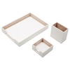 MOOGCO White Leather Desk Set - Pad, Note Paper &