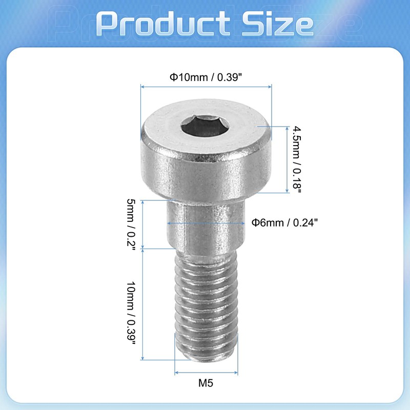 sourcing map 12Pcs 304 Stainless Steel Shoulder Bolt 6mm Shoulder