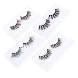 Angoily 4pares Pestañas Postizas Lentejuelas y Decoración para Halloween Cosplay Festivales y Maquillaje