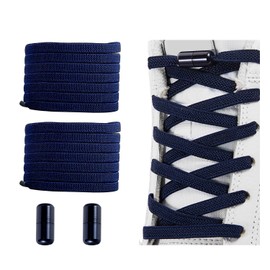 Alegrianan No Tie Shoelaces, Elastic Shoelaces for Adults/Kids，Elastic No Tie Shoe Laces, Navy Blue, X-Large
