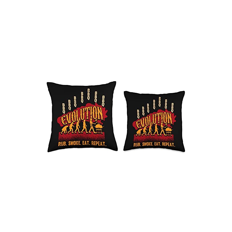 BBQ Evolution Rub Smoke Eat Repeat Pitmaster Throw Pillow