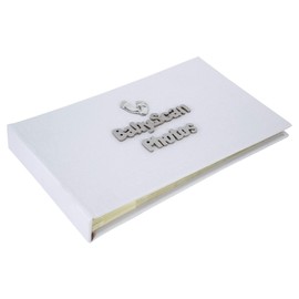 Baby Scan Photos - Photo album with delicate footprint design - soft white (holds forty 6x4 inch photos)