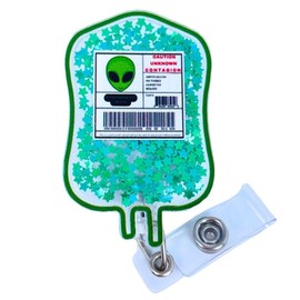 YJ PREMIUMS Green Alien Blood Bag Shaker Badge Reel | Phlebotomy Badge Reel Retractable Alligator Clip Phlebotomist Accessories for Work Women | Lab Tech Lanyards Phlebotomy Week Gifts Essentials