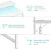 Lufeiya Small White Desk with LED Lights and Power Outlets,