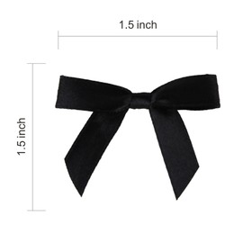 Meseey 100 Pcs 1.5 Inches Premade Craft Bows Self Adhesive Black Satin Ribbon Bows for Treat Bags Gift Wrapping Basket Wedding Baby Shower Brithday Party(Black)