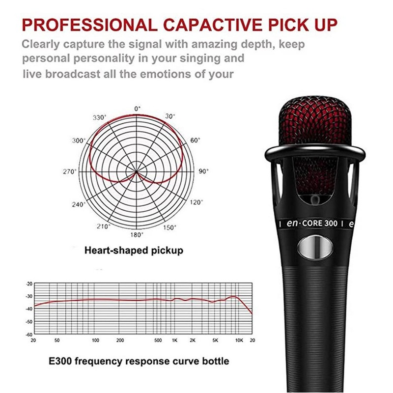 E300 Handheld Microphone with XLR 3.5mm Audio Cable for Music