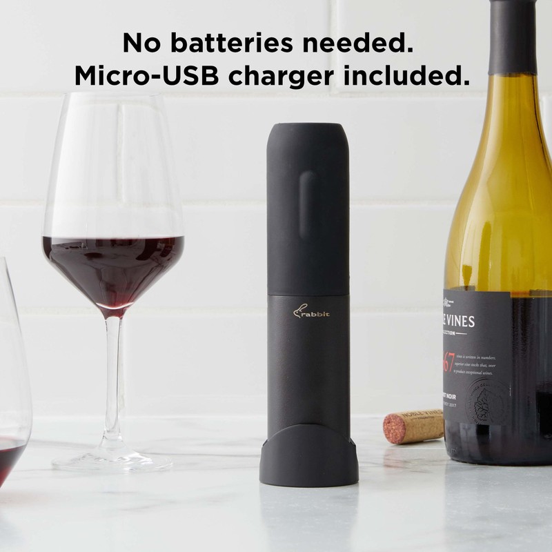 Rabbit Compact Electric Corkscrew Wine Bottle Opener | Cordless and