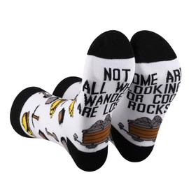 2 Pairs Rock Collector Socks Geologist Gifts Not All Who Wander Are Lost Some Are Looking For Cool Rocks Socks (US, Alpha, One Size, Regular, Regular, COOL ROCKS s)