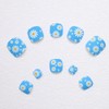 Blue Press on Toenails White Flower Fake Toenails Short Square