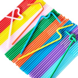 KTOJOY 300 Pcs Flexible Colorful Disposable Plastic Bendable Drinking Bendable Straws, 10.4" Long and 0.23'' Diameter