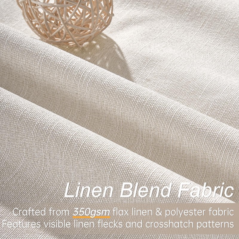 Topfinel Linen Blackout Curtains 96 Inch Long, Boho Farmhouse Ivory