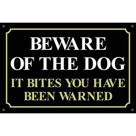 Beware of the Dog It Bites You Have Been Warned Sign - 150mm x 100mm - 1.2mm Rigid Plastic Drilled Sign
