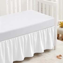 SiinvdaBZX White Crib Skirt Dust Ruffle, Microfiber Crib Bed Skirt 52"x28" with 14" Drop, Durable Full Coverage Toddler Bedskirt Fit for Baby Boys Girls Nursery Standard Crib