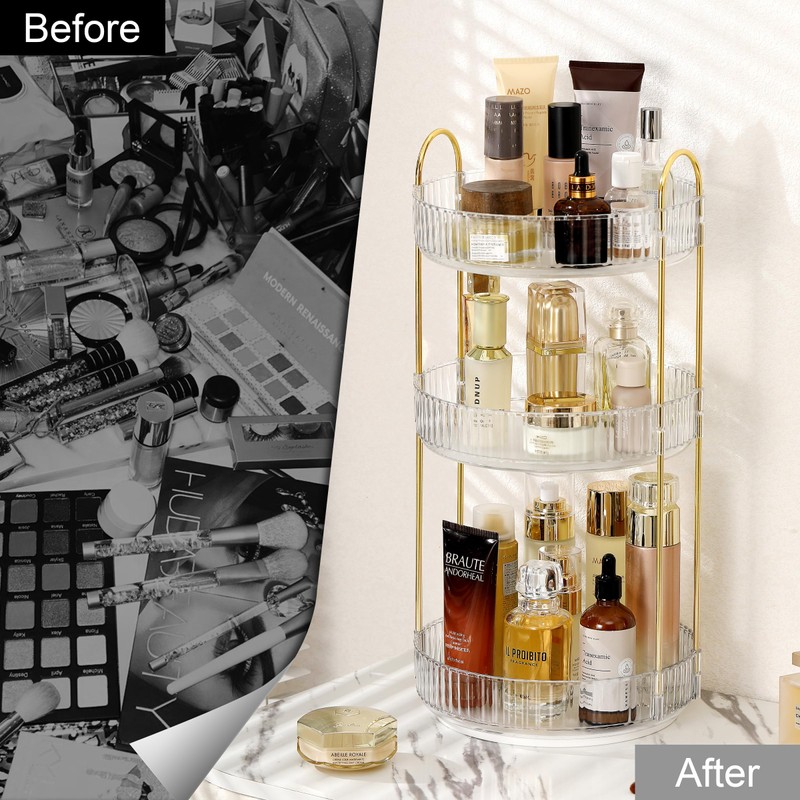 Weidace 360 Rotating Makeup Organizer for Vanity, Bathroom Countertop Spinning