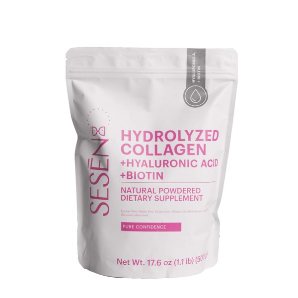 SESEN Hydrolyzed Collagen + Hyaluronic Acid + Biotin en polvo (Pink) Powder 17.6 oz