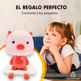 Importeek 5pz Lampara Luz Led Touch Infantil Cerdo Escritorio Decora