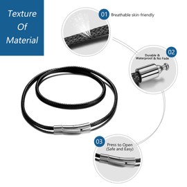 AFSTALR Unisex Leather Necklace 2mm 3mm with Clasp Waterproof Braided Replacement Chain for Pendant 16"18"20" 22"26"28", Stainless Steel