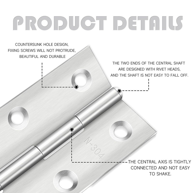 Pack of 8 Hinges Foldable 75 mm x 50 mm,