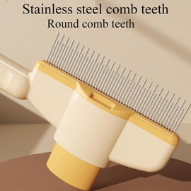 Selbstreinigender Flohkamm für Haustiere, selbstreinigender Katzenkamm, Haarbürste, Flohkamm, Kamm zur Entfernung von Tierhaaren, Flohkamm, Fellpflegebürste (green1pcs+yellow1pcs)