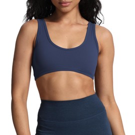 Aoxjox Women's Workout Sports Bras Basic Baddie Fitness Training Gym Bra Yoga Crop Tank (Navy, Small)