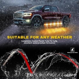 2 in 1 70 inch Truck Emergency Strobe Lights Strip Bar, 864 LED Running Board Amber White Warning Flashing Hazard Safety Light, Waterproof Side Step Light for Construction Pickup Trailer