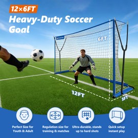 12x6 FT Soccer Goal for Backyard with Stable Outward Angled Metal Frame