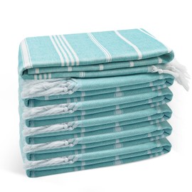 Eliamo Turkish Beach Towel Set of 6 Beach Towels Cotton Quick Dry Sand Free 36 x 71 inch Turkish Towel Oversized Lightweight Turkish Bath Towels Teal