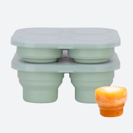 UR Happy Place Silicone Freezer Tray with Lid - Stackable 2 oz Large Ice Cube Molds for Homemade Purees, Egg Bites, Broth Food Storage - Dishwasher Safe - 2 Pack (MOODY BLUE)