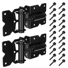 DURIGID Self Closing Gate Hinges, Gate Hinge Heavy Duty, Shed Door Hinges for Vinyl/Wood Fence/Steal Gate, Self-Tapping Screws and Adjustment Tool, Black Finish, 2 Pack