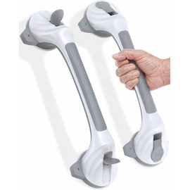 2 PCS Grab Rails for Bathroom, 17" Suction Shower Grab Rail MAX Hold 110 KG Safety Shower Handle with Indicator for Elderly, Disabled, Pregnant Kids Portable Mobility Aids