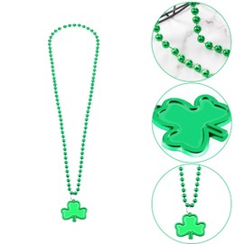 MEISH Green Shamrock Beads Necklaces St Patrick's Day Necklace Clover Shape Plastic Bead Necklaces for St Patrick's Day Decoration Party Supplies (6)