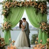 Sage Green Backdrop Curtain for Parties Wedding,4 Packs Wrinkle Free