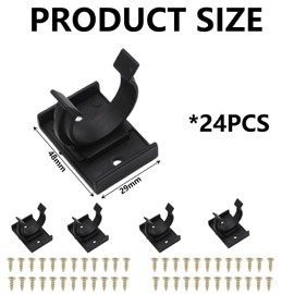 24 Pcs Plinth Clips with, Bath Panel Clips, Kitchen Plinth Clips, Kickboard Clips, Kick Board Plinth Clips, Clips with Attaching Bracket Adjustable for Kitchen Cabinets Bed Legs(Black)