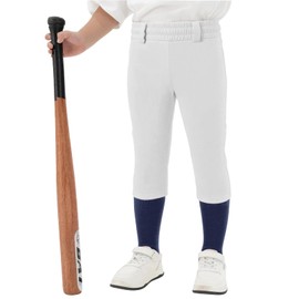DEVOROPA 2T/3T/4T/5T to Youth Boys Utility Baseball Pants Toddler Kids Girls Elastic Bottom Pants Pull on Knicker Fit White 8-9Years