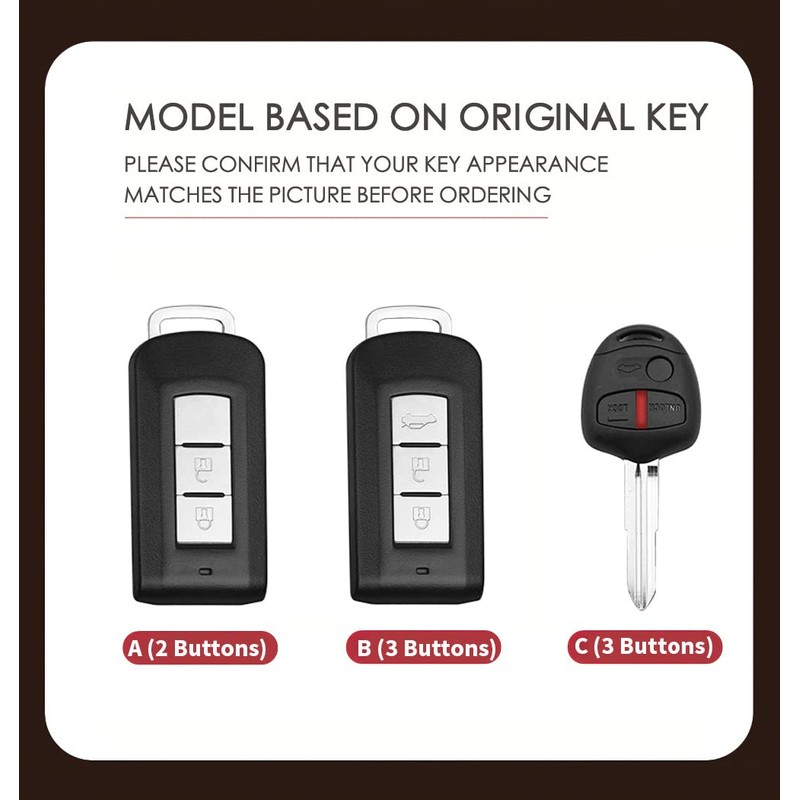 ontto Leather Car Key Fob Cover Keyring fit for Mitsubishi