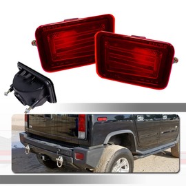 Tonsya For 2005 2006 2007 2008 2009 Hummer H2 Rear Bumper Reflectors Tail Light Housings Replacement Red Lens