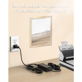 FGIEU Adaptador de Corriente 24V AC/DC Compatible con Fujitsu Scanner fi-7160 fi-7180 fi-7260 fi-7280 S1500 S1500M
